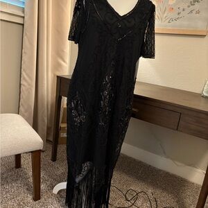 Elegant Black Fringe Dress